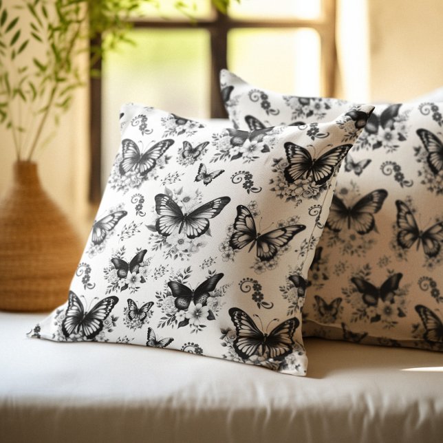 Black White Butterfly Pattern Cushion (Creator Uploaded)