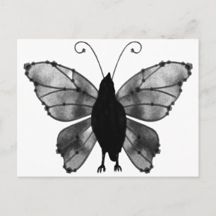 Black & White Butterfly Raven Postcard