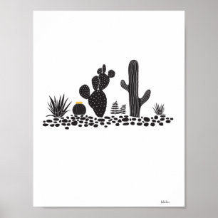 Black & White Cactus and Succulents Poster