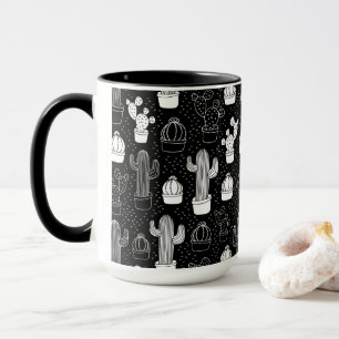 Black & White Cactus Doodle Pattern Mug