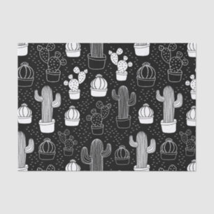 Black & White Cactus Doodle Pattern Tissue Paper