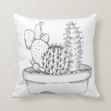 Black & White Cactus Pillow