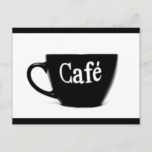 BLACK WHITE CAFE COFFEE MUG MORNING BEVERAGE LOGO POSTCARD