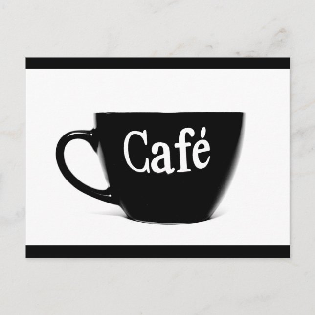 BLACK WHITE CAFE COFFEE MUG MORNING BEVERAGE LOGO POSTCARD (Front)