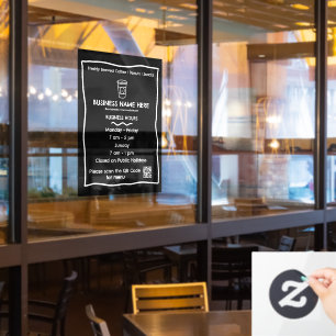 Black & White Cafe QR Code Business Hours