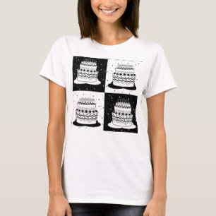 Black White Cake Checkered Block Print T-Shirt
