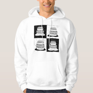 Black White Cake Chequered Block Print Hoodie