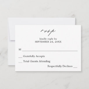 Black & White Calligraphy 4 no Meal RSVP Card