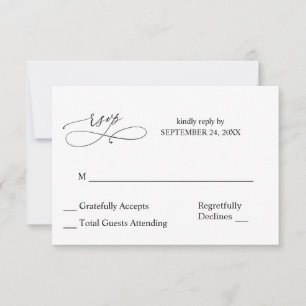 Black & White Calligraphy 7 RSVP no Meal Card