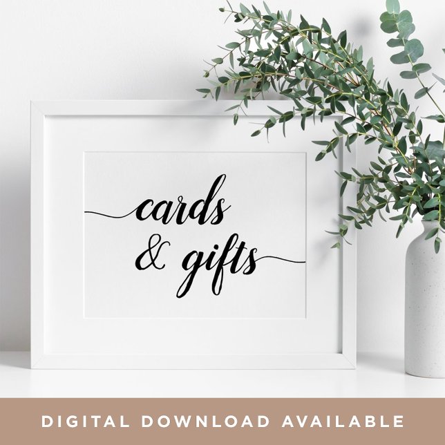 Black & White Calligraphy Cards & Gifts Sign (Creator Uploaded)