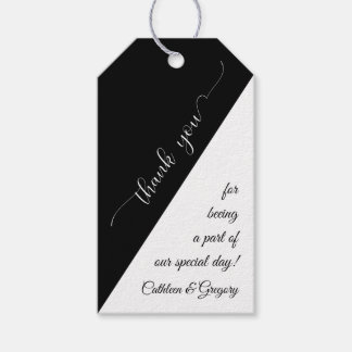 Black White Calligraphy Font Thank You Wedding Gift Tags