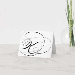 Black & White Calligraphy Initial K Monogram Cards