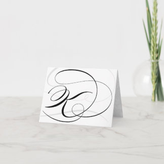 Black & White Calligraphy Initial K Monogram Cards