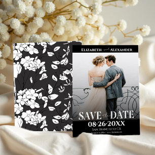 Black & White Calligraphy Photo Save the Date Invitation