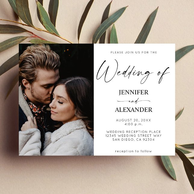 Black & White Calligraphy Photo Simple Invitation (Creator Uploaded)