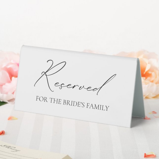 Black & White Calligraphy Reserved Tabletop Sign (In SItu (Wedding))
