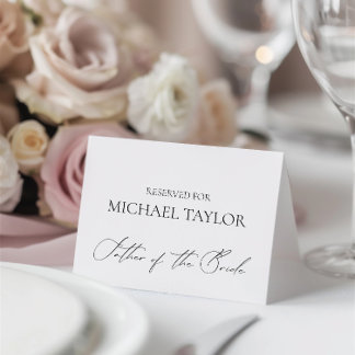 Black & White Calligraphy Reserved Tabletop Sign Card