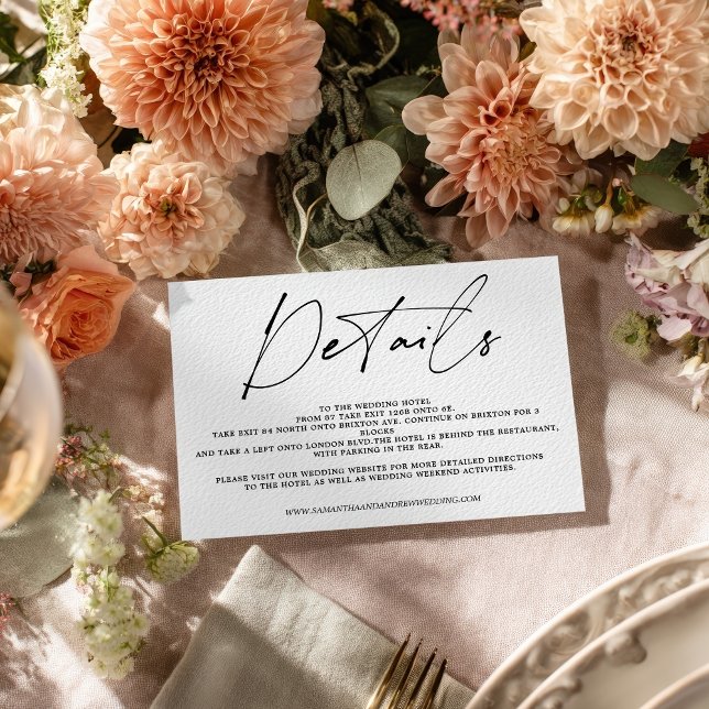 Black white calligraphy script details wedding invitation (Black white calligraphy script details wedding invitation)