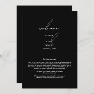 Black & White Calligraphy Script Wedding Itinerary Program