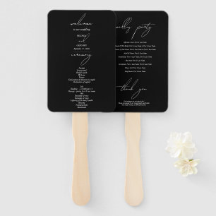 Black & White Calligraphy Signature Script Wedding Hand Fan