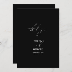 Black & White Calligraphy Signature Script Wedding Thank You Card