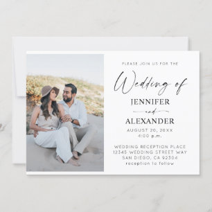 Black & White Calligraphy Simple Wedding 3 Invitation