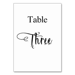 Black white calligraphy table three 3 number
