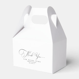Black & White Calligraphy Thank You Wedding Favour Box