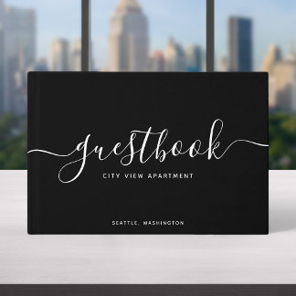 Black & White Calligraphy Vacation Home or Rental Guest Book