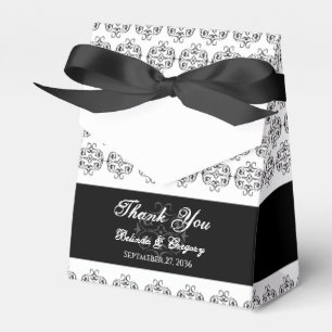 Black & White Calligraphy Vintage Damask Wedding Favour Box