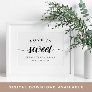 Black & White Calligraphy Wedding Dessert Sign