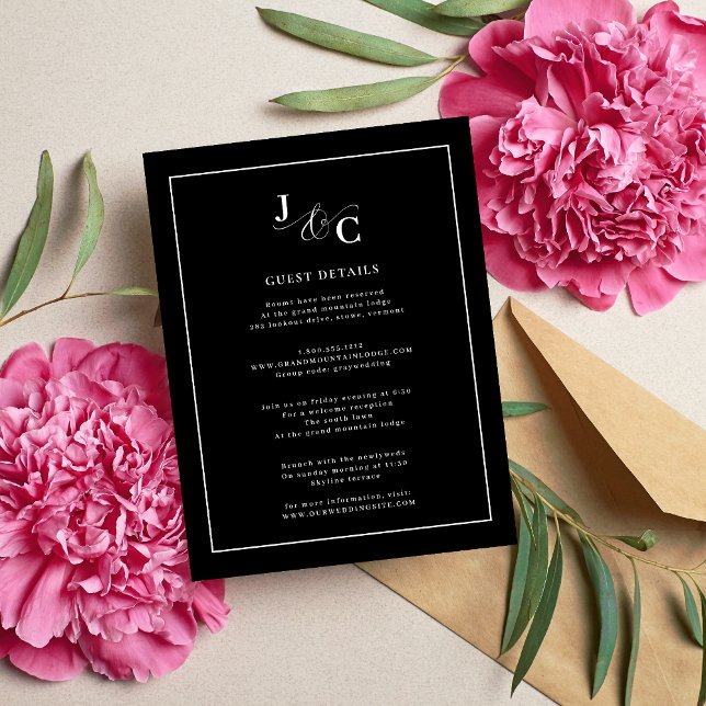 Black & White Calligraphy Wedding Details Enclosure Card (Creator Uploaded)