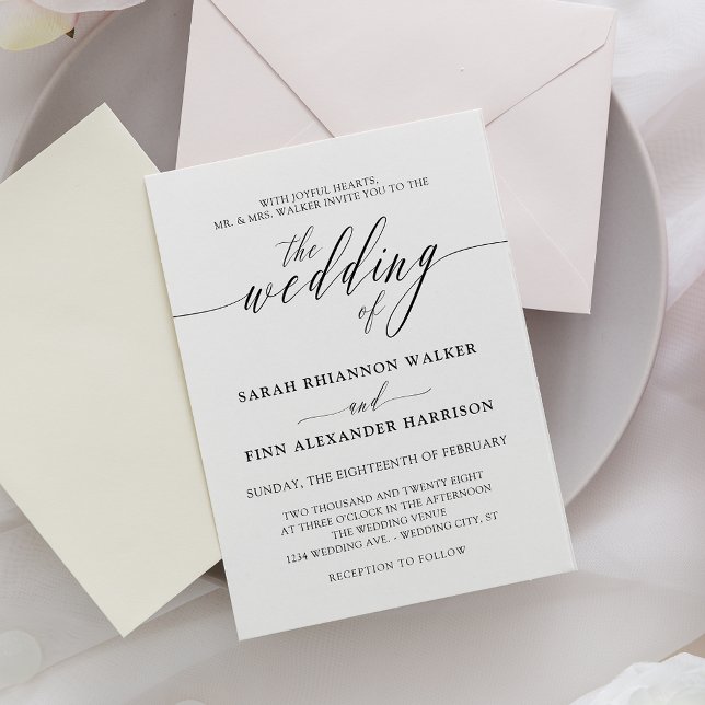 Black White Calligraphy Wedding Invitation (Creator Uploaded)