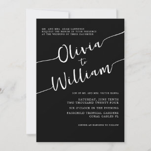 Black & White Calligraphy Wedding Invitation