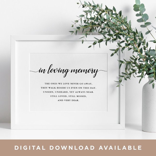 Black & White Calligraphy Wedding Memorial Sign (Creator Uploaded)