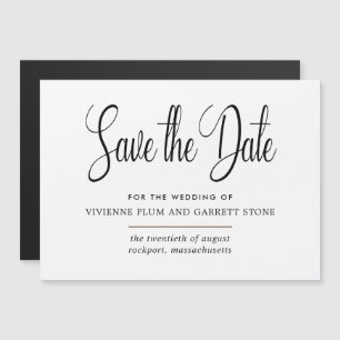 Black & White Calligraphy Wedding Save the Date Magnetic Invitation