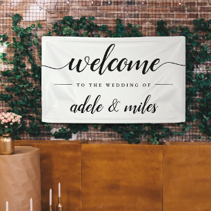 Black & White Calligraphy Wedding Welcome Banner