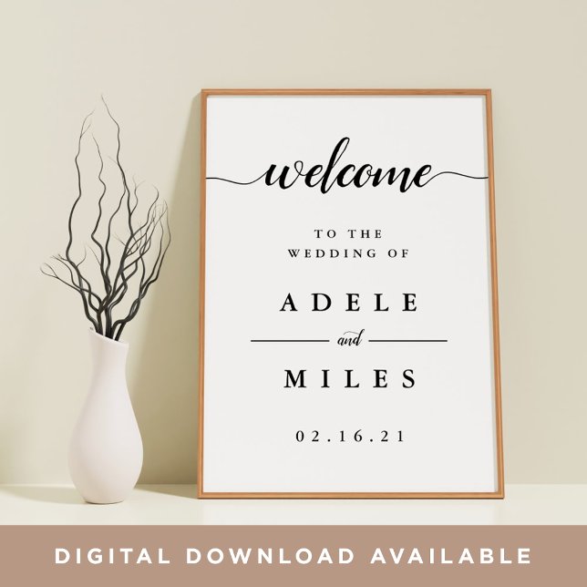 Black & White Calligraphy Wedding Welcome Poster (Creator Uploaded)