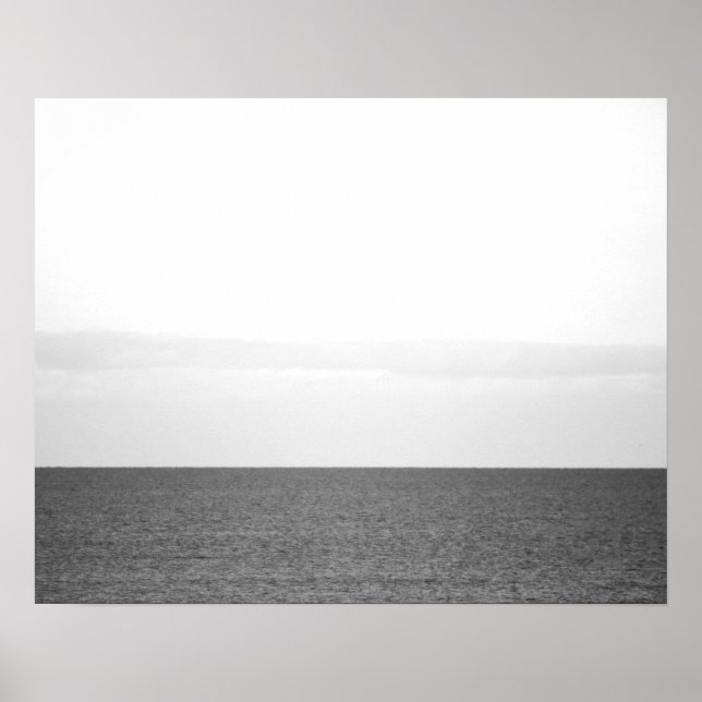 Black & White Calm Ocean Horizon 16x20  Poster (Front)