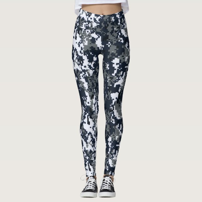 Black White Camouflage Pattern Women Leggings (Front)