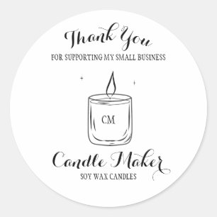 Black & White Candle Business Thank You Sticker