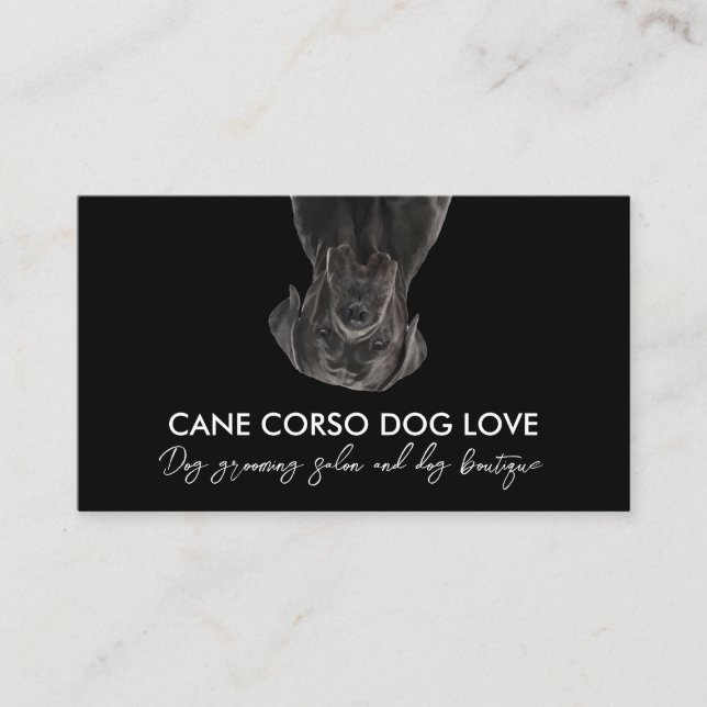 Black White Cane Corso Dog Business Card (Front)