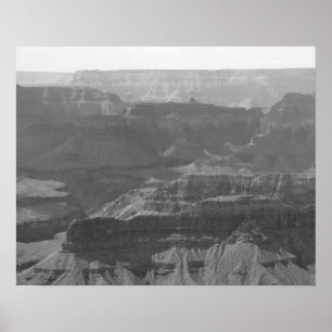 Black & White Canyon Floor Within the Grand Canyon Poster