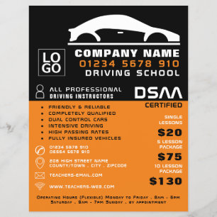 Black & White Car Logo, Driving School, Instructor Flyer