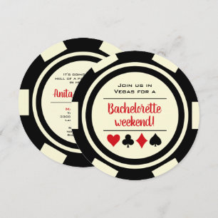 Black White Casino Poker Chip Bachelorette Party Invitation
