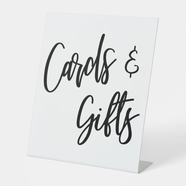 Black & White Casual Handwriting Cards & Gifts Pedestal Sign (Front)