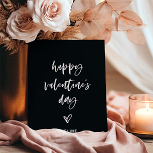 Black White Casual Script and Heart Valentine Holiday Card