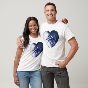 Black White Cat Bird Love Watercolor T-Shirt