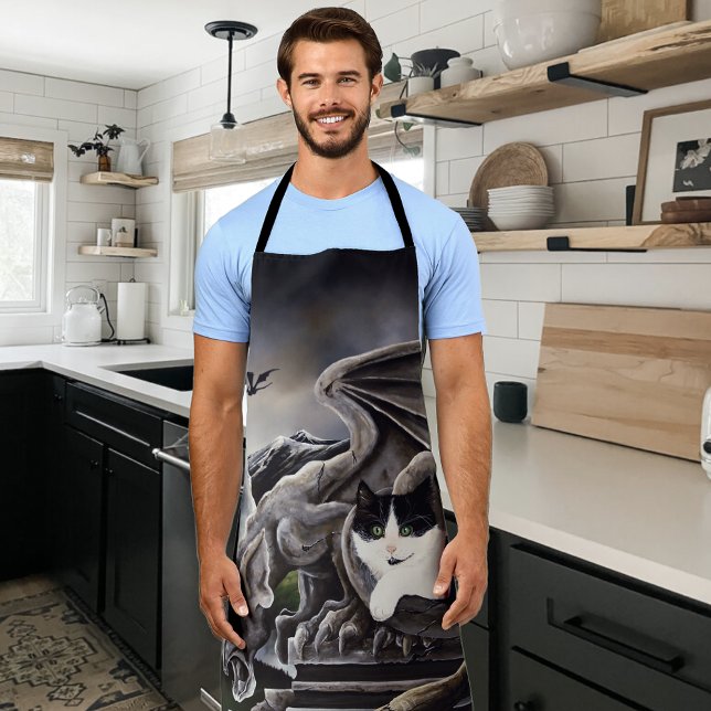 Black White Cat Gargoyle Apron (Creator Uploaded)