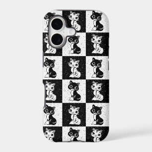 Black White  Cat Monogram Block Print